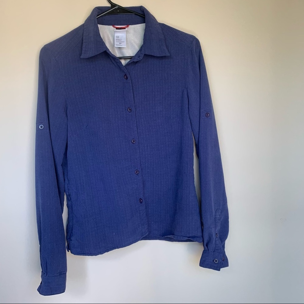North face womens button up long sleeve shirt navy small